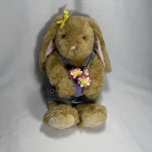 Vintage 1999 Build-A-Bear Bunny Rabbit Plush With Dress & Flower Outfit 18"